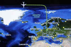 Nordpolflug 2017 (Routenplan auf Monitor)k